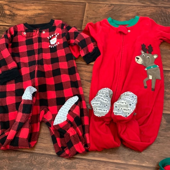 Carter's Other - 18mo Carter’s 2 pack of gently used, unisex fleece Christmas footed pajamas